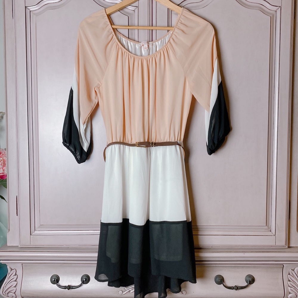 Colorblock Belted Dress